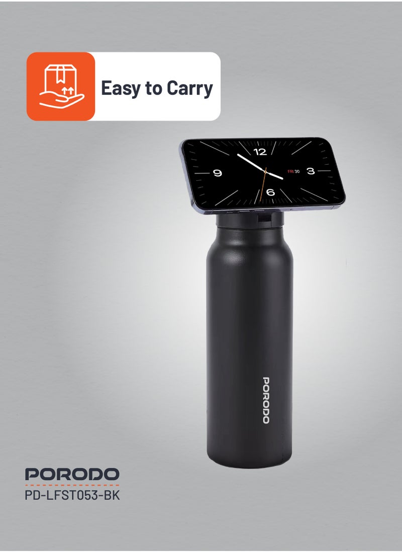 Magnetic Mount Water Bottle 700ml / Works With Magsafe / Stable / Double Wall / Keeps Cold and Warm - Black