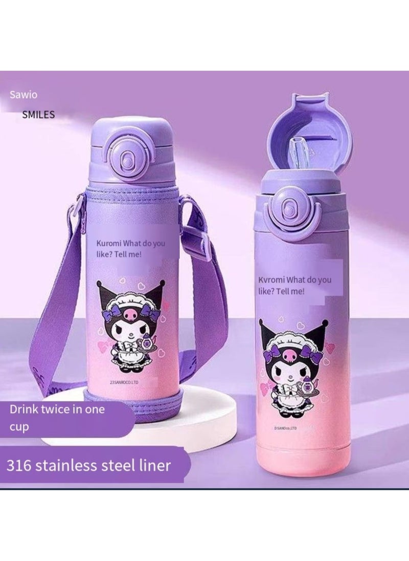 Purple Kuromi 500ml Children's 316 Stainless Steel Insulated Water Bottle