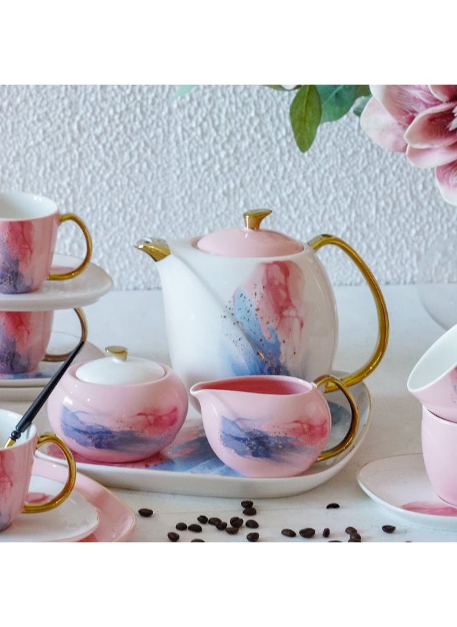 Majestic 24-Piece Porcelain Tea Set Elegant And Durable Includes Cups Saucers Teapot And Accessories Perfect For Tea Parties Special Occasions Or Daily Use