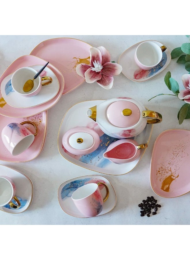 Majestic 24-Piece Porcelain Tea Set Elegant And Durable Includes Cups Saucers Teapot And Accessories Perfect For Tea Parties Special Occasions Or Daily Use