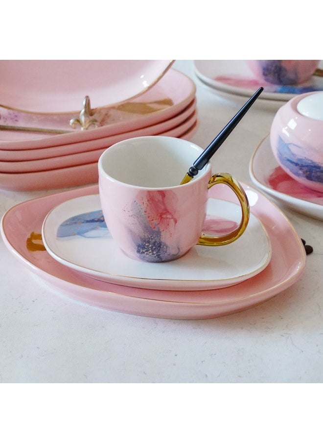 Majestic 24-Piece Porcelain Tea Set Elegant And Durable Includes Cups Saucers Teapot And Accessories Perfect For Tea Parties Special Occasions Or Daily Use