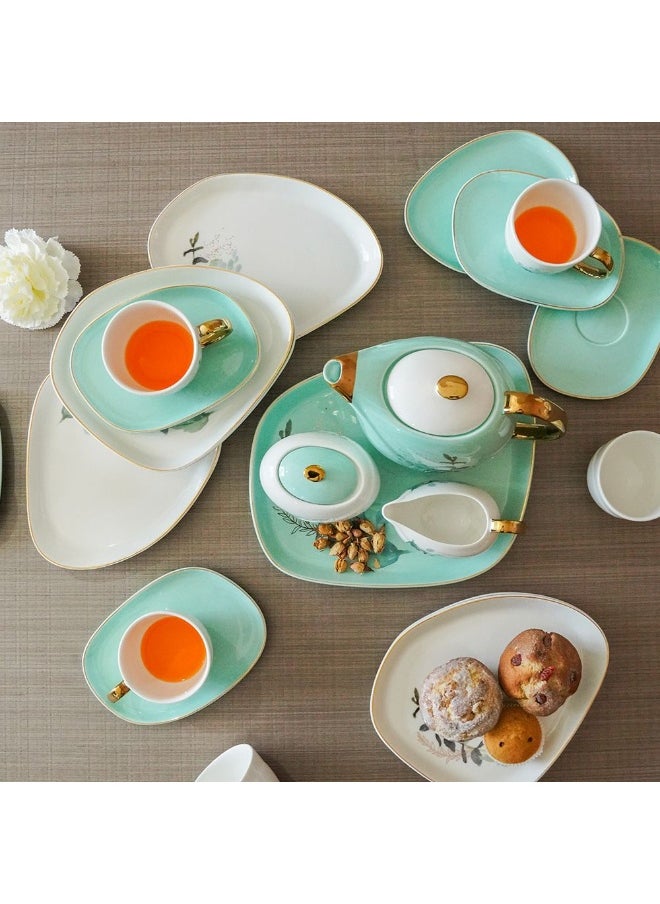 Majestic 24-Piece Porcelain Tea Set Elegant Design With Tea Pot Cups Saucers And More Perfect For Afternoon Tea Special Occasions Or Daily Use Durable And Stylish