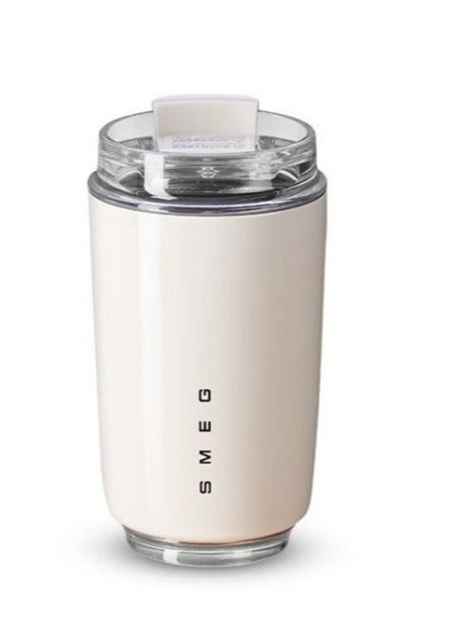 Travel Coffee Mug, 320ml Insulated Beverage Cup With Leakproof Lid, Long Lasting Coffee Tumbler With Lid And Straw, Travel Coffee Thermos White