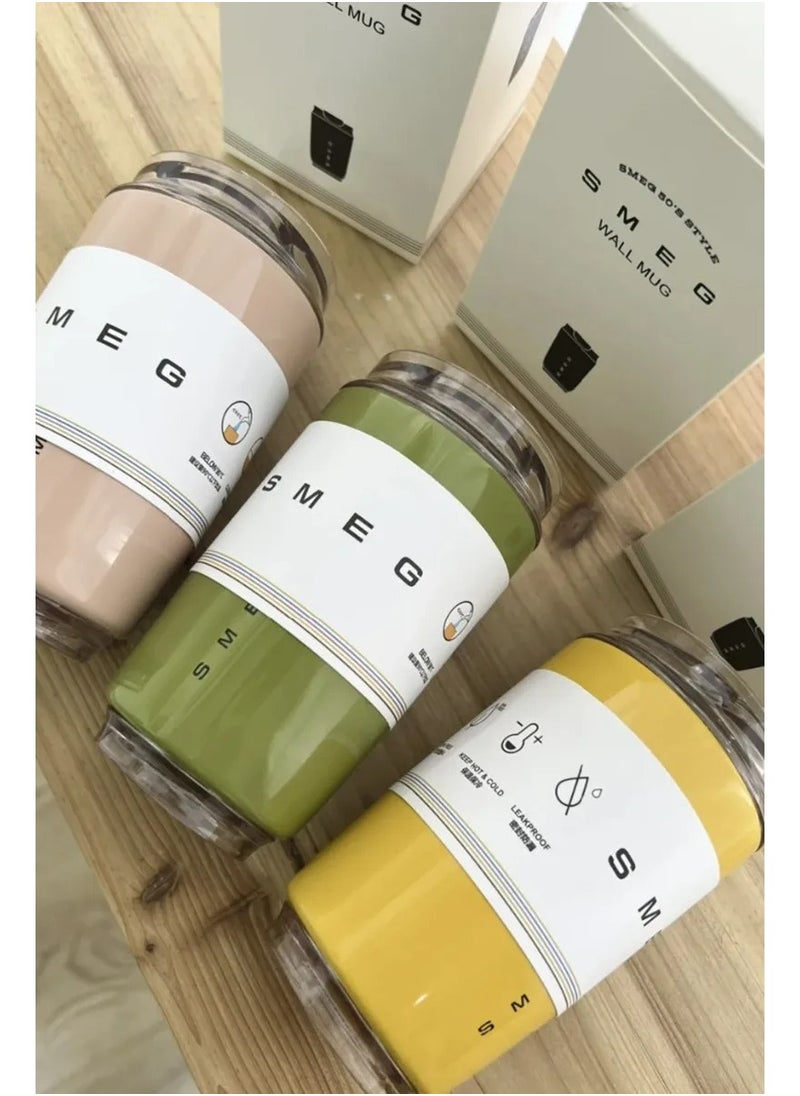 320ML Beverage Cup Travel Portable Car Drinking Cup Stainless Steel Vacuum Leak proof 320ML Coffee Thermos（yellow）