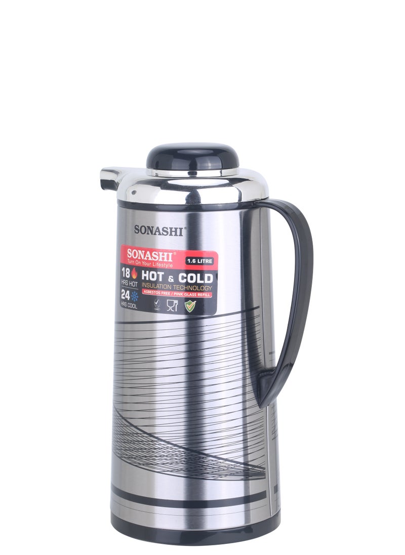 1.6L Vacuum Flask for Hot & Cold Beverages | Portable Thermos for Keeping Hot/Cold 18 & 24 Hours Retention | Easy to Clean | Ideal for Outings | Thermos/Vacuum Flask SVF-1600