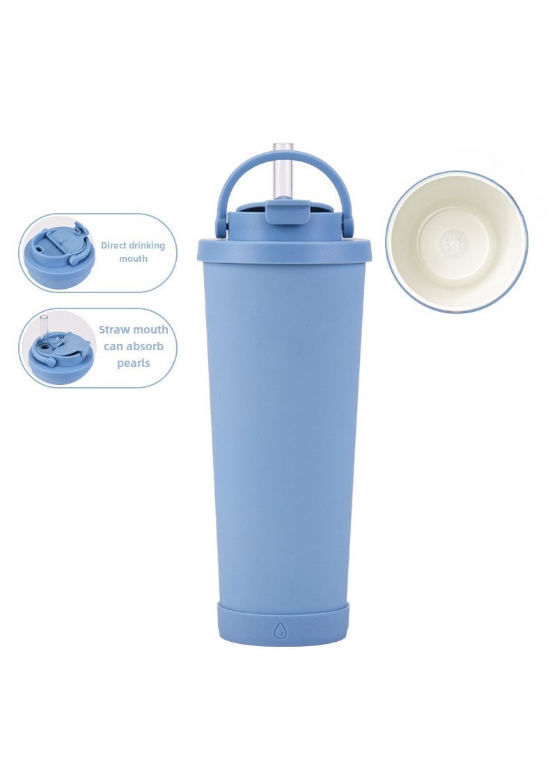 830ml Ceramic Coated Stainless Steel Tumbler with Straw Haze Blue