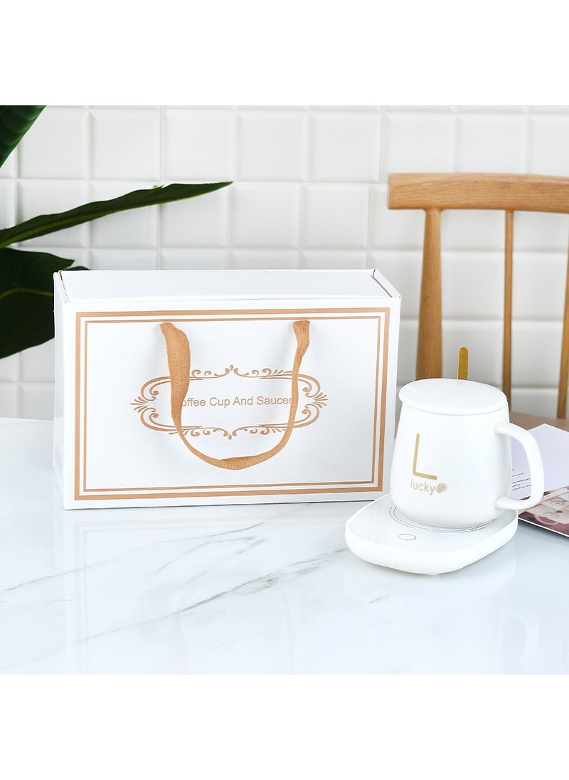 Ceramic Mug Gift Set Towel Fan Wedding Favor White insulation mat gift box