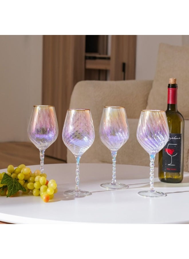 Youthfulbite 4-Piece Wine Glass Set 440Ml Elegant Premium Glassware For Red And White Wines Stylish Design For Dining Parties And Special Occasions