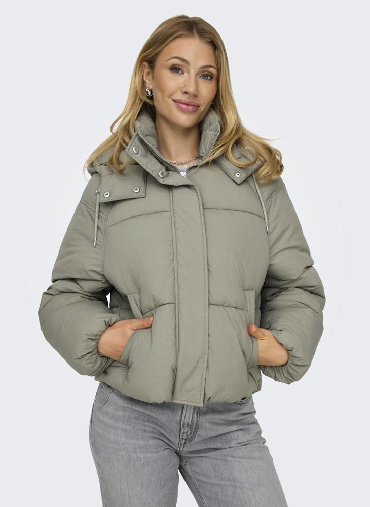 Drewstring Hooded Puffer Jacket