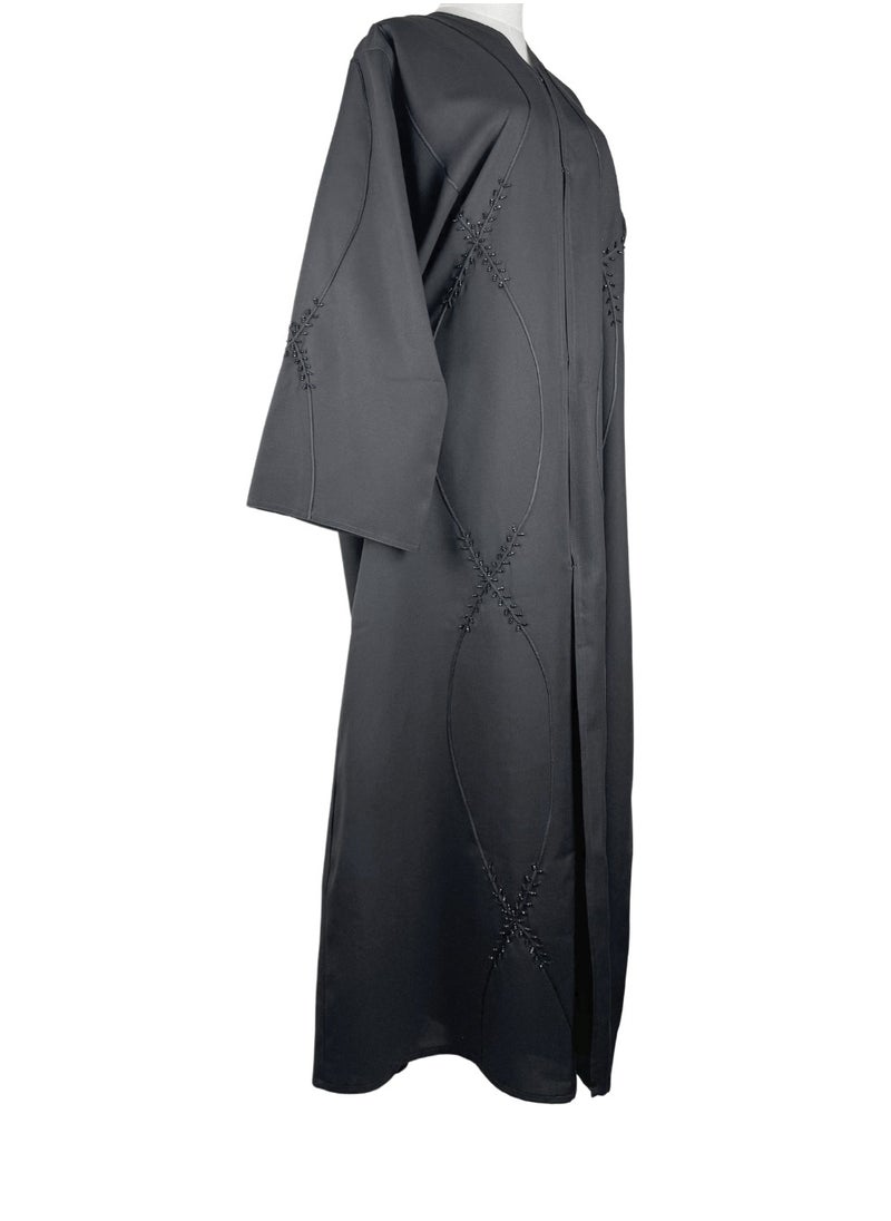 Black Formal Abaya with Orbit Beadwork