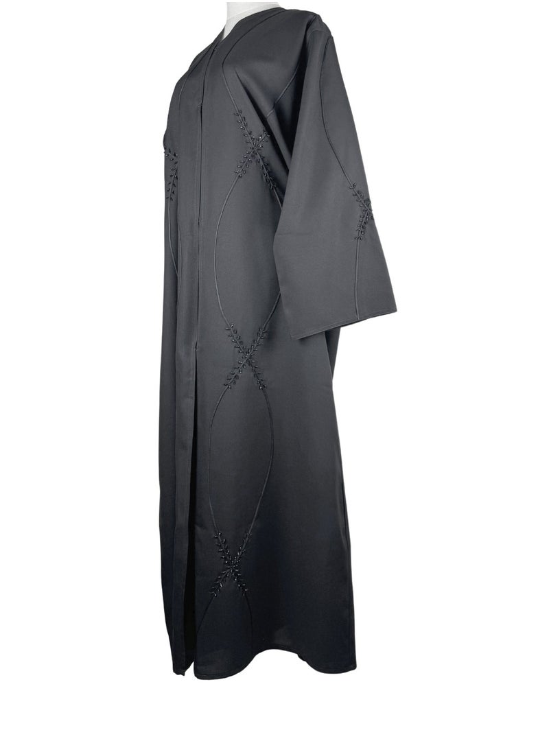 Black Formal Abaya with Orbit Beadwork