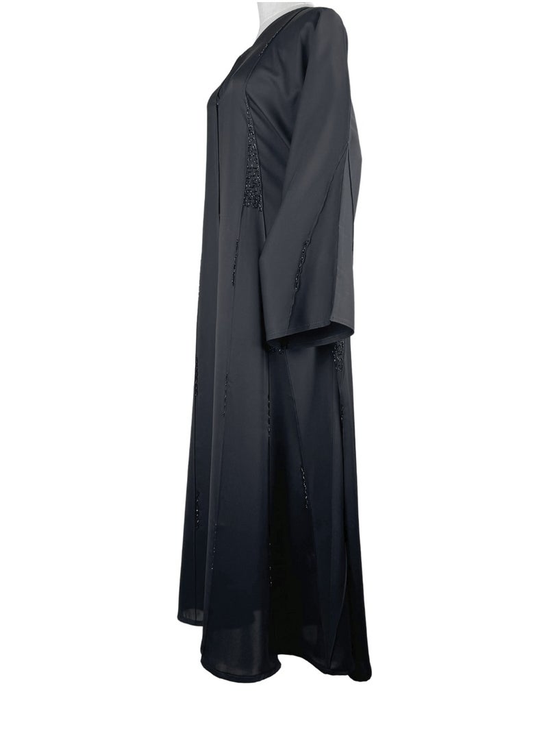 Black Formal Abaya with Scattered Sparkle Beadwork