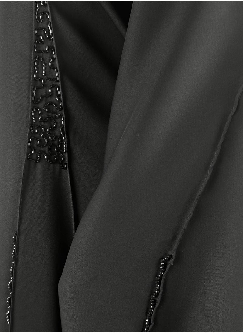 Black Formal Abaya with Scattered Sparkle Beadwork