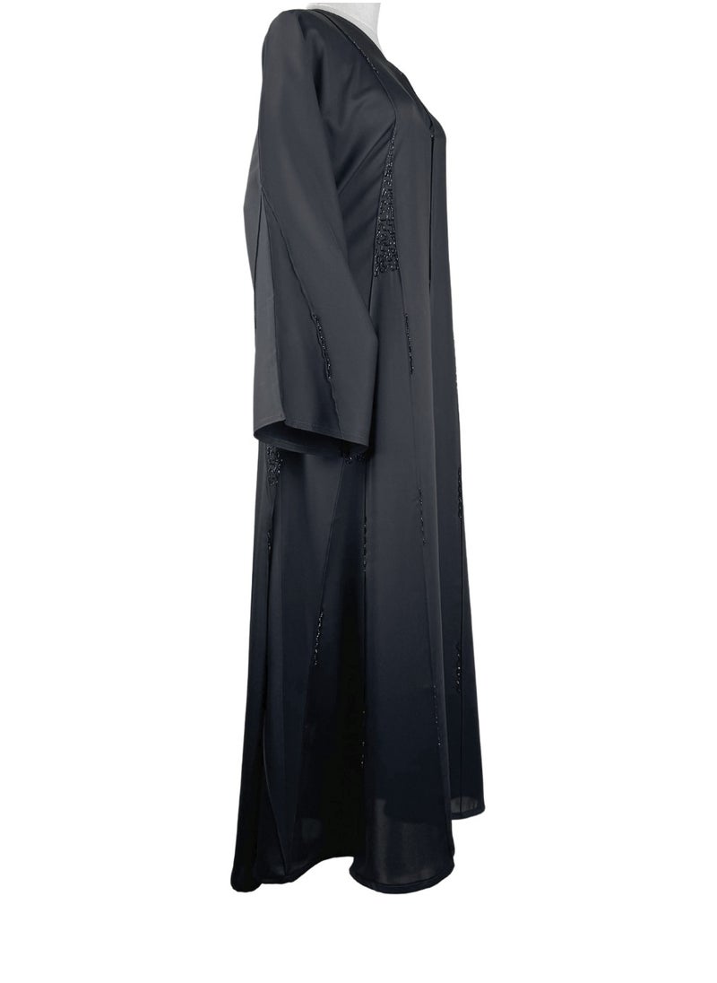 Black Formal Abaya with Scattered Sparkle Beadwork