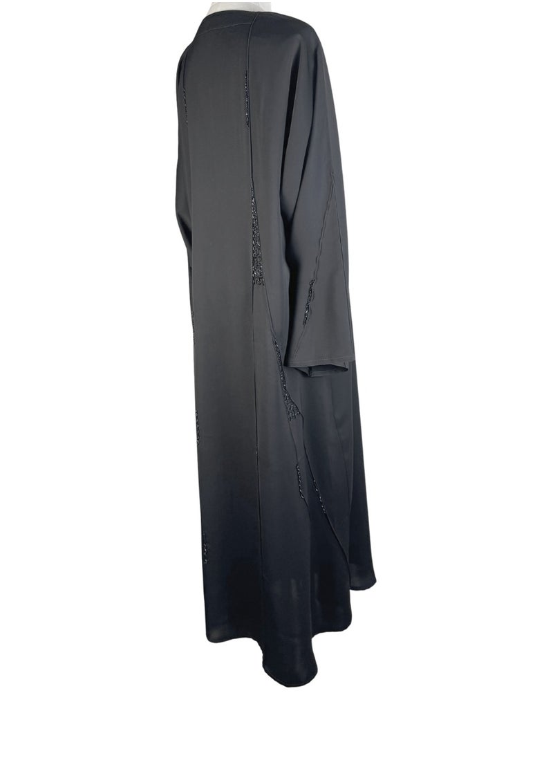 Black Formal Abaya with Scattered Sparkle Beadwork