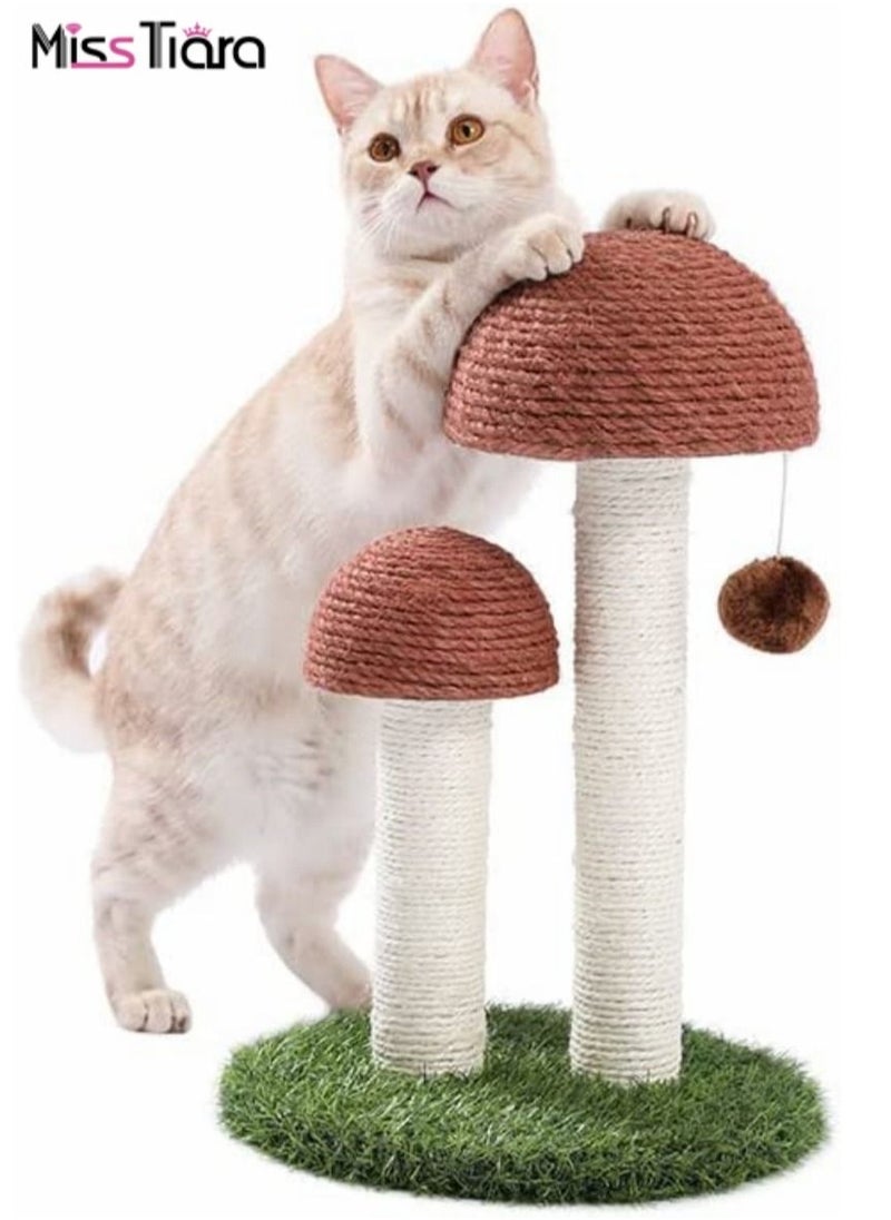 48cm Mushroom Scratching Post with ball for cats natural linen artificial lawn Large wear-resistant cat toy