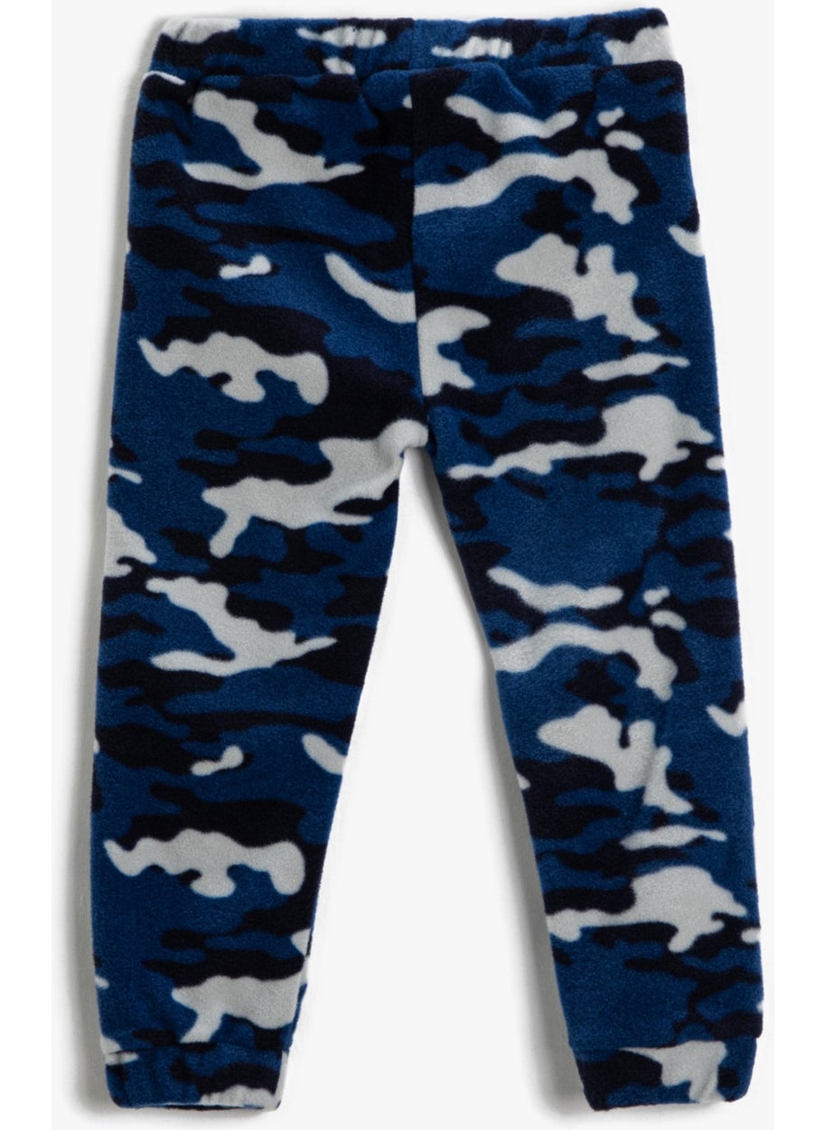 Plush Sweatpants with Camouflage Pattern