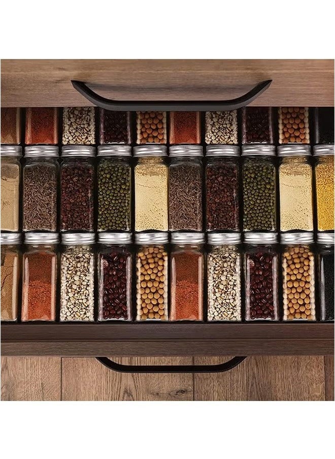 24-Piece Glass Seasoning Jar Set, Spice Jar, Seasoning Storage Bottle In Cabinet Drawer 10.5x4.3cm