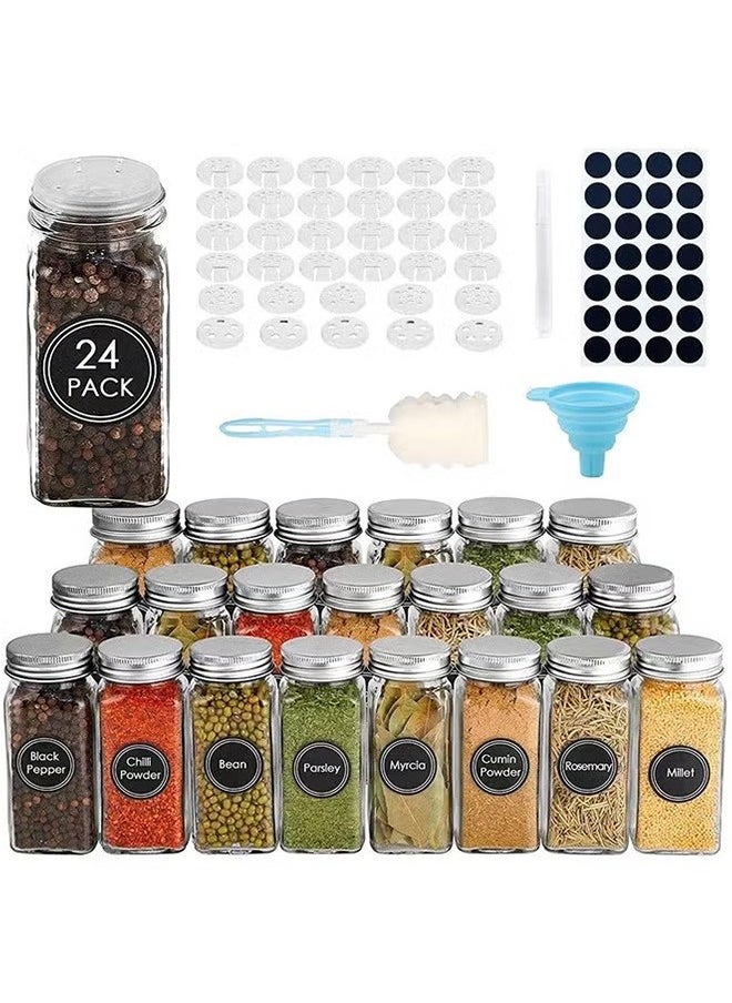 24-Piece Glass Seasoning Jar Set, Spice Jar, Seasoning Storage Bottle In Cabinet Drawer 10.5x4.3cm