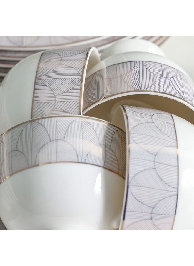 Eleganza 44-Piece New Bone China Dinner Set Serves 8 Elegant And Durable Perfect For Formal Dining Special Occasions Or Everyday Use Includes Plates Cups And Saucers