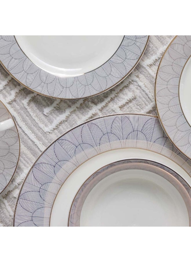 Eleganza 44-Piece New Bone China Dinner Set Serves 8 Elegant And Durable Perfect For Formal Dining Special Occasions Or Everyday Use Includes Plates Cups And Saucers
