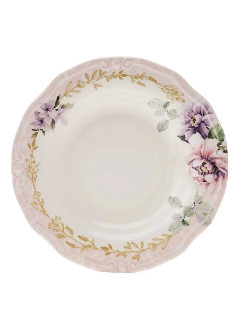 Flory Stoneware 24-Piece Dinner Set – Floral Theme for 6 Persons