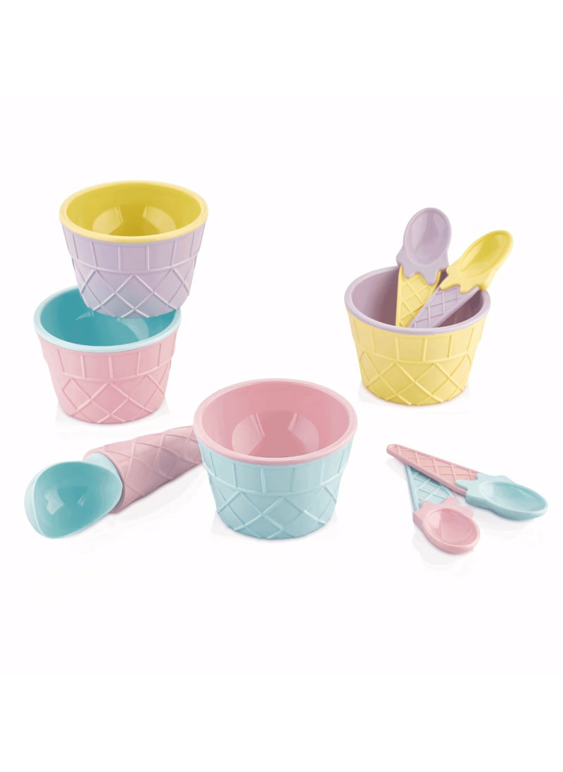 9-Piece Ice Cream Set (4 Bowl, 1 Big Spoons, 4 Small Spoons)