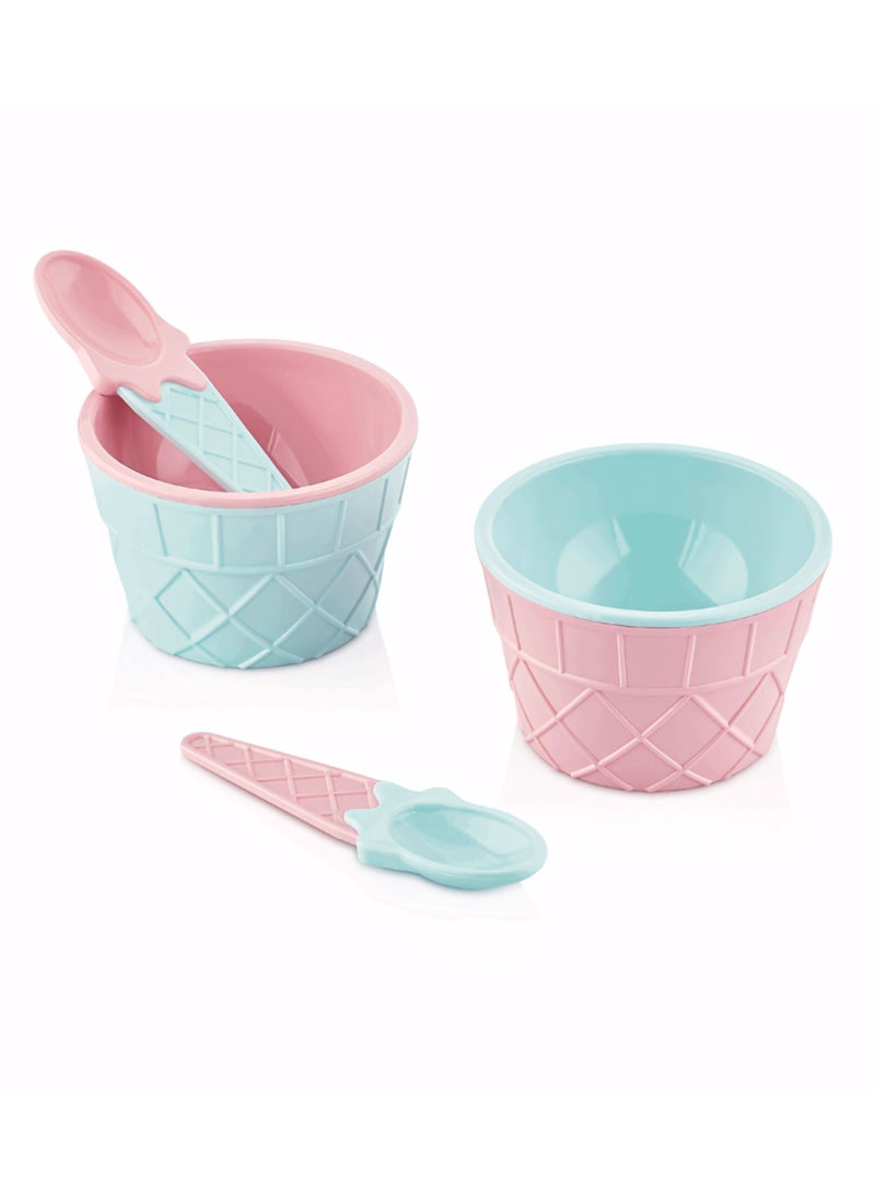 9-Piece Ice Cream Set (4 Bowl, 1 Big Spoons, 4 Small Spoons)