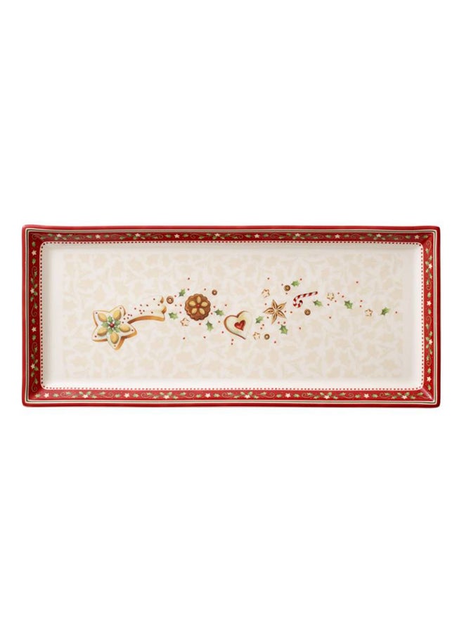 Christmas Theme Delight Cake Platter White/Red/Gold