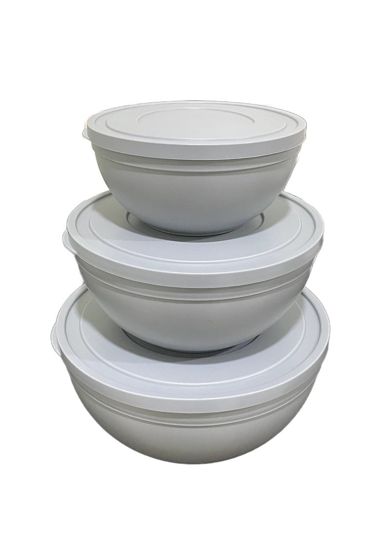 3 Piece Set Sandy Frosted Bowl, Size (Large 4L, Medium 2.5L, Small 1.2L)