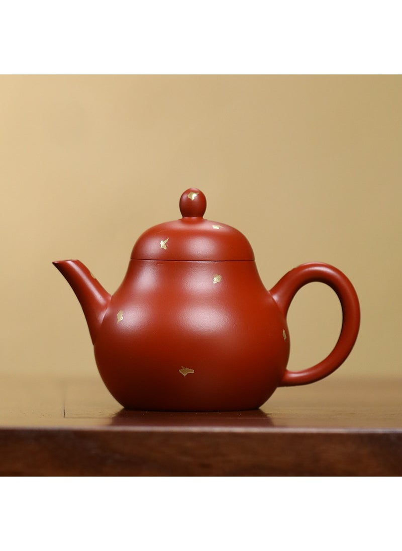 Factory wholesale Zisha teapot Yixing handmade gold teapot small capacity single pot cinnabar red robe kung fu tea set 101524 gold pear-shaped