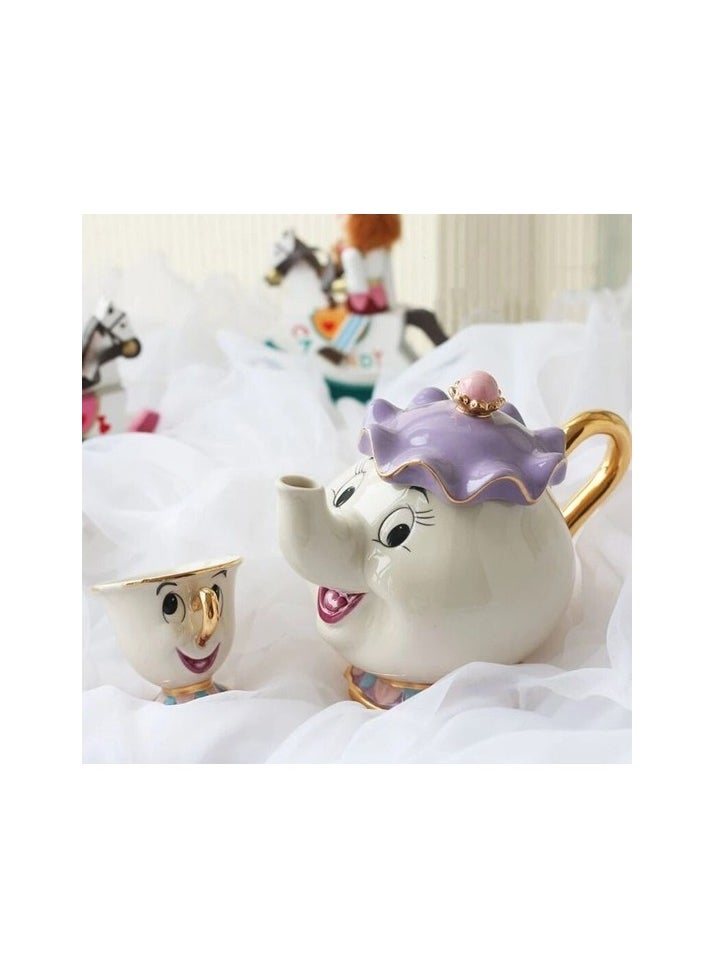 Cartoon figure teapot team - White Colour:Silver model:1