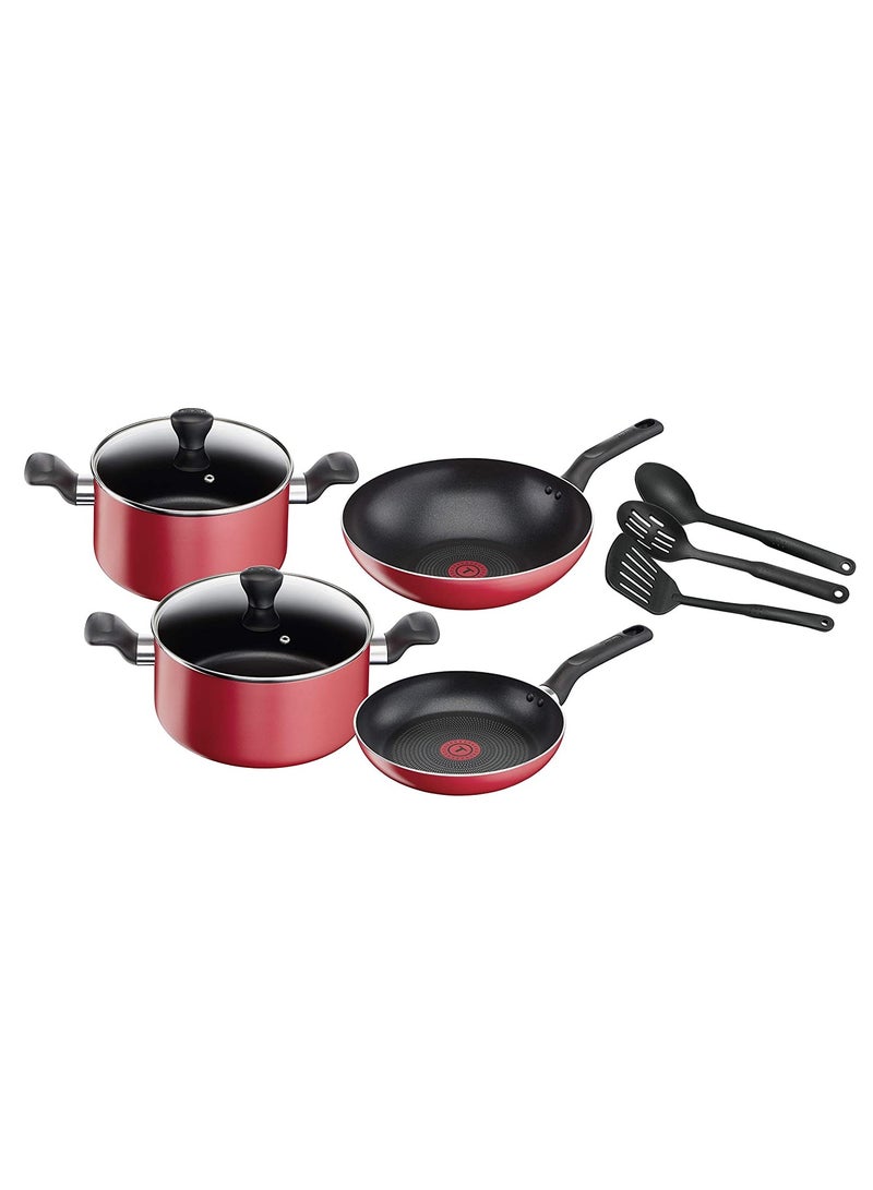 Super Cook Non Stick With Thermo-Spot 9 Pcs Cooking Set 24cm Red 24cm