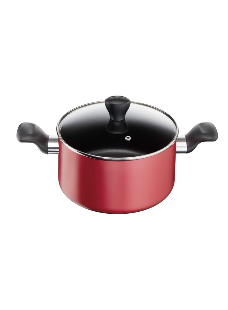 Super Cook Non Stick With Thermo-Spot 9 Pcs Cooking Set 24cm Red 24cm