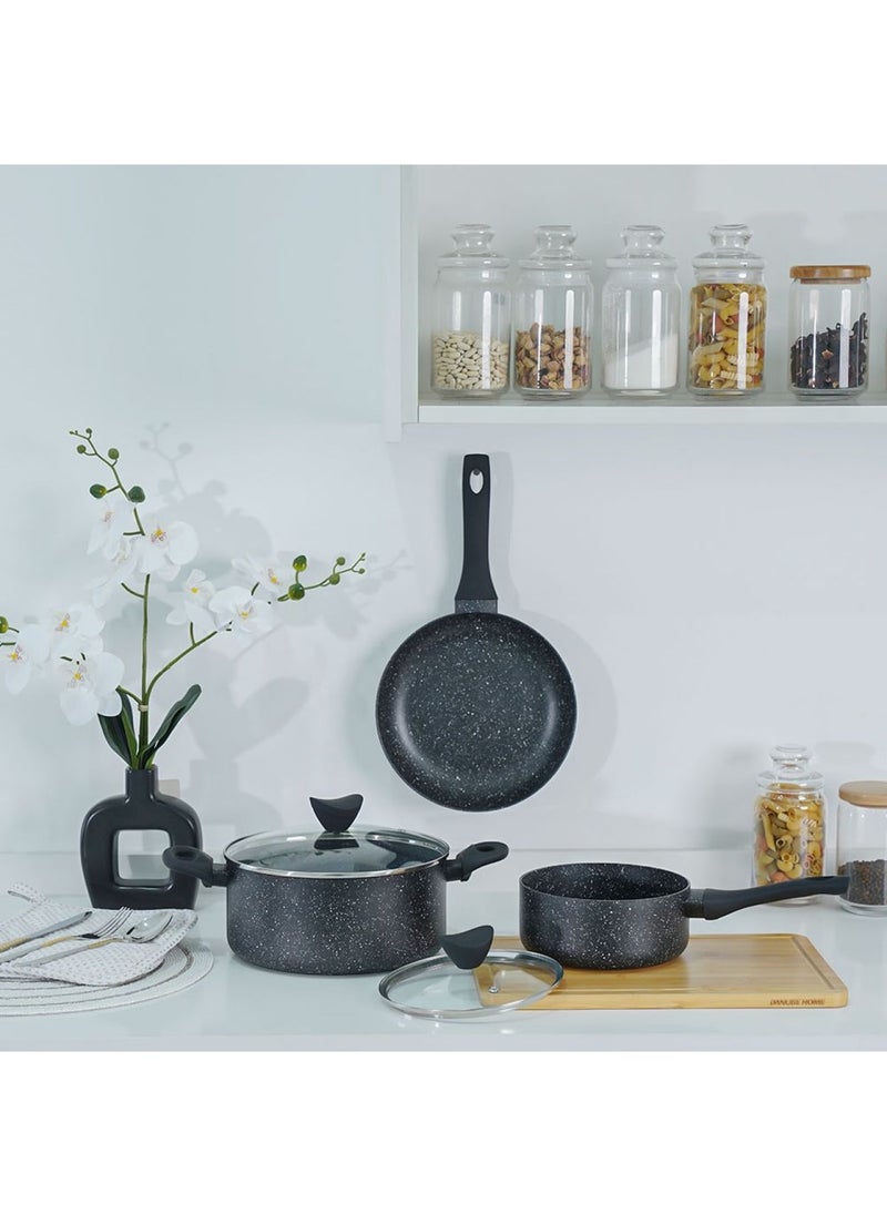 5 Pieces Danube Essential Cookware Set - Black Marble