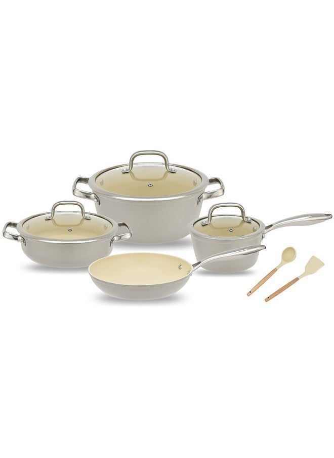 Chef's Delight 9-Piece Cookware Set POFA Free Marble Ceramic Nonstick Coating 9-Piece Kitchen Non-Stick Cookware