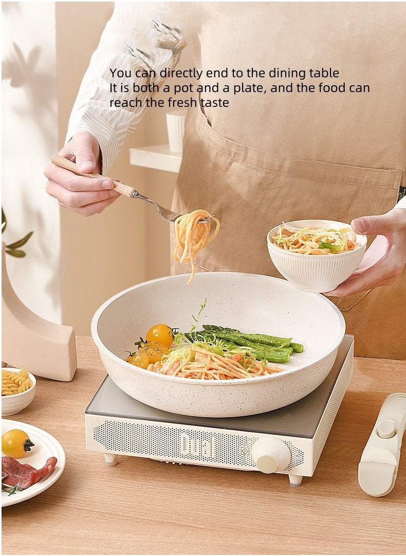 Wok And Cookware Set - 5-Piece Non-Stick Kitchen Pot Set. The Pots Are Non-Stick And Come With Detachable Handles. They Are SuitableFor Various Stoves Including Gas Stoves, Induction Cookers, Electric Ceramic Stoves, Etc. (The Pot Body Can Be Placed In The Oven.)