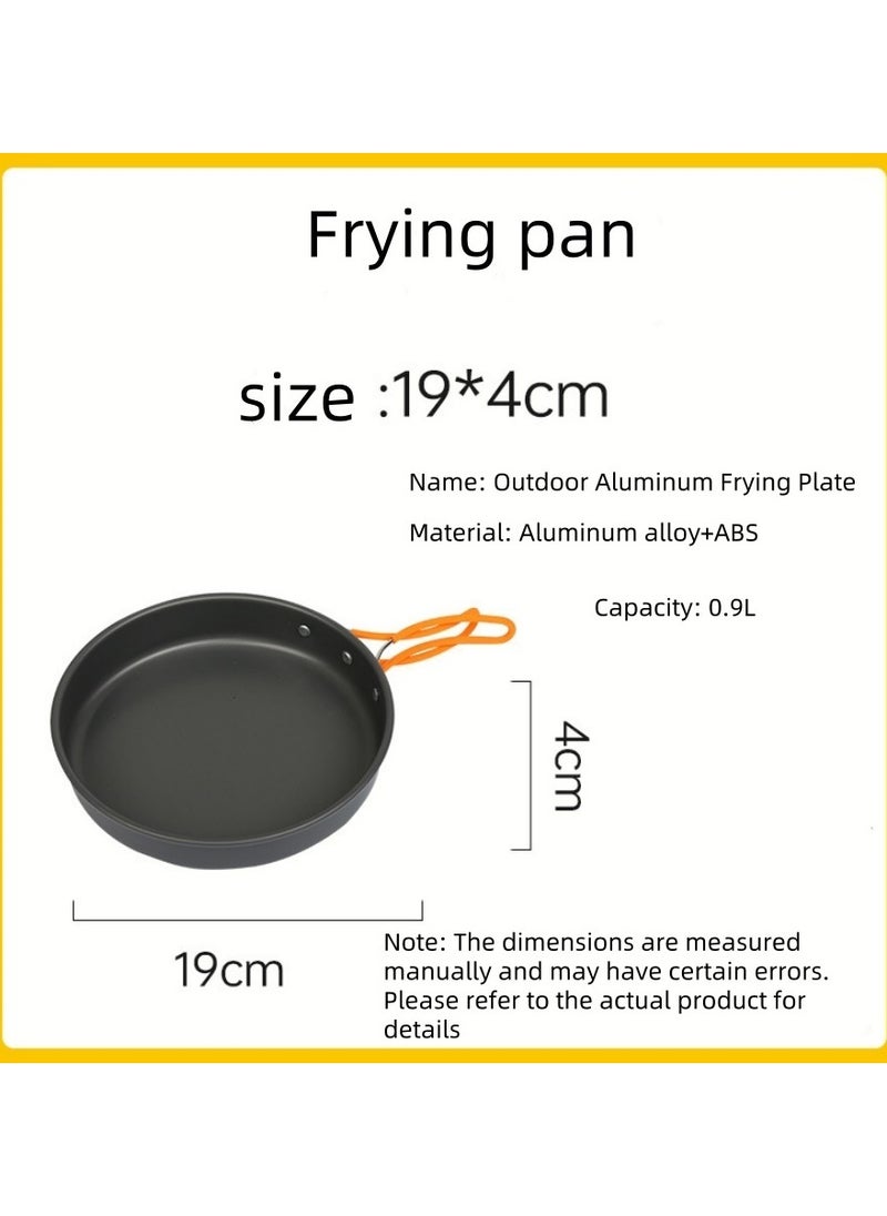 Outdoor Camping Cookware Set - Including A Kettle For Boiling Water, A Saucepan For Cooking, And A Frying Pan. it Is A Set Of Portable Cookware, Kitchen Utensils And Tableware For Camping And Outdoor Cooking Activities. A 3-Piece Set.