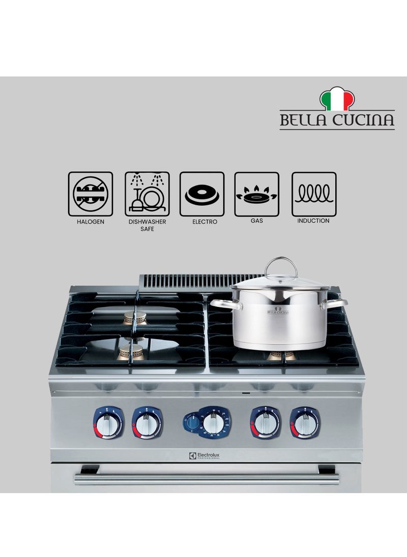 Bella Cucina Casserole Ø22X12.5Cm S/S Induction With Lid, Exceptional Durability and Strength Safe Cooking Pot