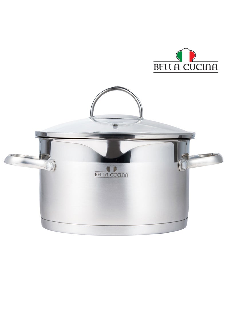 Bella Cucina Casserole Ø22X12.5Cm S/S Induction With Lid, Exceptional Durability and Strength Safe Cooking Pot