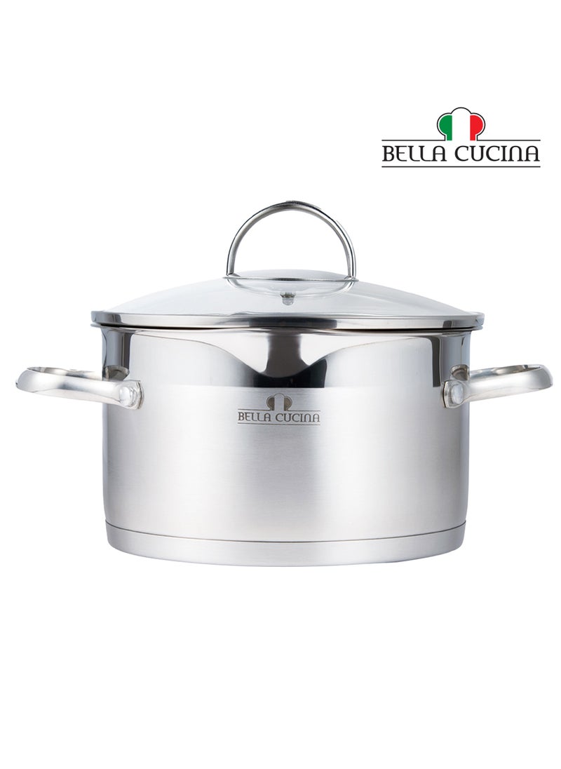 Bella Cucina Casserole Ø24X13.5Cm S/S Induction With Lid, Exceptional Durability and Strength Safe Cooking Pot