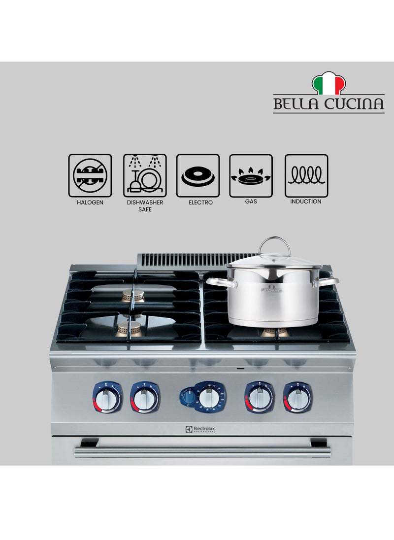 Bella Cucina Casserole Ø24X13.5Cm S/S Induction With Lid, Exceptional Durability and Strength Safe Cooking Pot