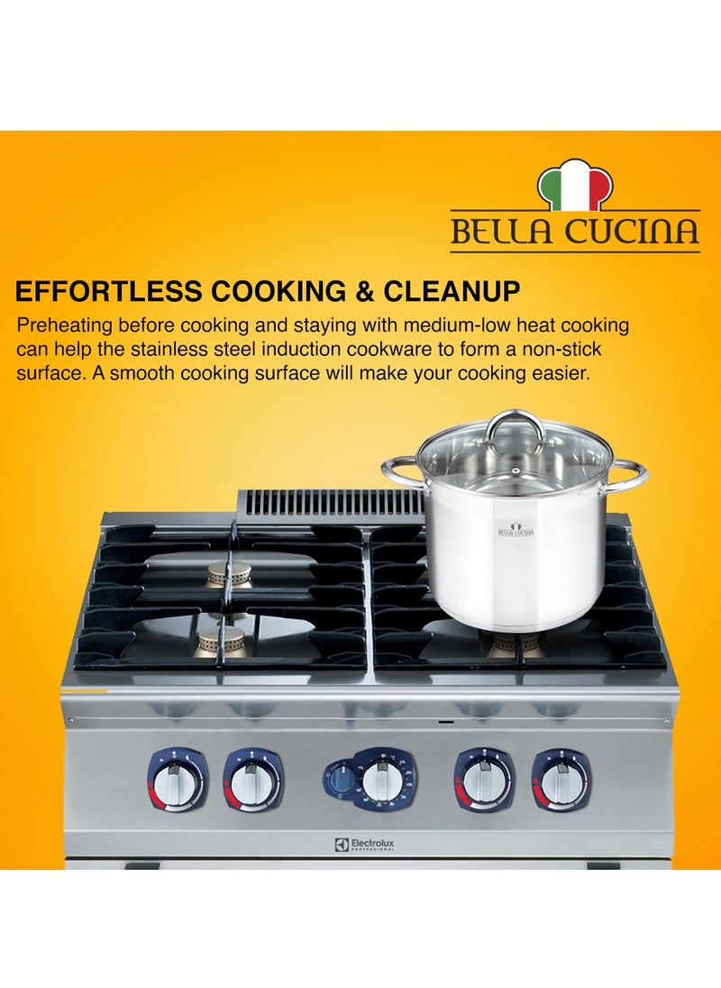 Bella Cucina 6 Pcs Set Casserole With Glass Lid  22*19Cm  7.5 L  24*20Cm  9.5 L 26*21Cm 12 L , Exceptional Durability and Strength Safe Cooking Pot