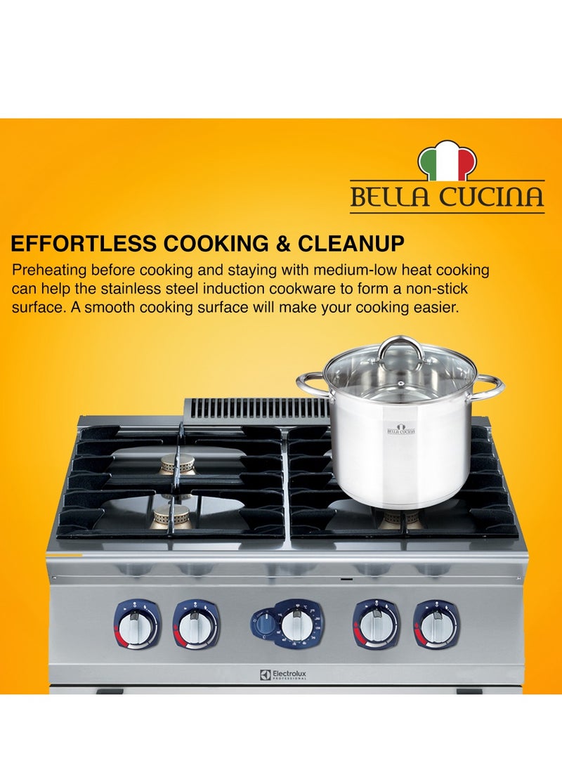 Bella Cucina 6 Pcs Set Casserole With Glass Lid  28*22Cm 14 L 30*23Cm 16L 32*24Cm 19 L, Exceptional Durability and Strength Safe Cooking Pot
