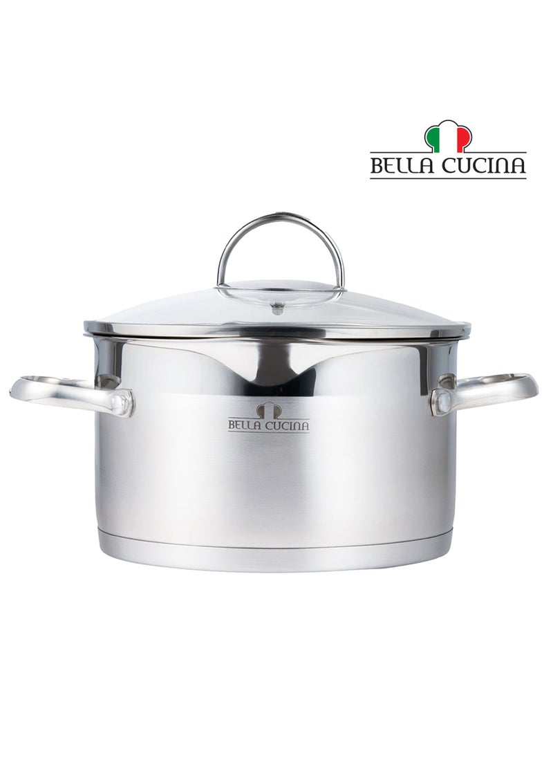 Bella Cucina Casserole Ø26X14.5Cm S/S Induction With Lid, Exceptional Durability and Strength Safe Cooking Pot