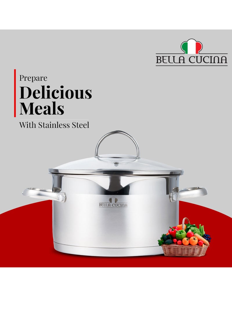 Bella Cucina Casserole Ø26X14.5Cm S/S Induction With Lid, Exceptional Durability and Strength Safe Cooking Pot
