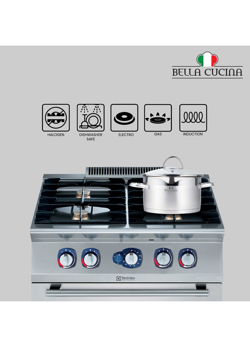 Bella Cucina Casserole Ø26X14.5Cm S/S Induction With Lid, Exceptional Durability and Strength Safe Cooking Pot