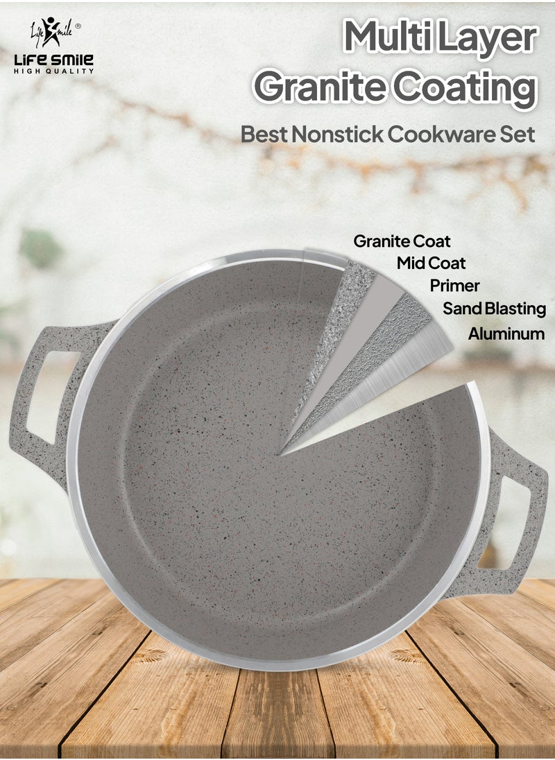 28cm Granite Coated Aluminum Soup & Stock Pot With Tempered Glass Lid - PFOA Free Oven Safe - 5 Layer Non-Stick ECAS Approved Coating - Dishwasher Safe