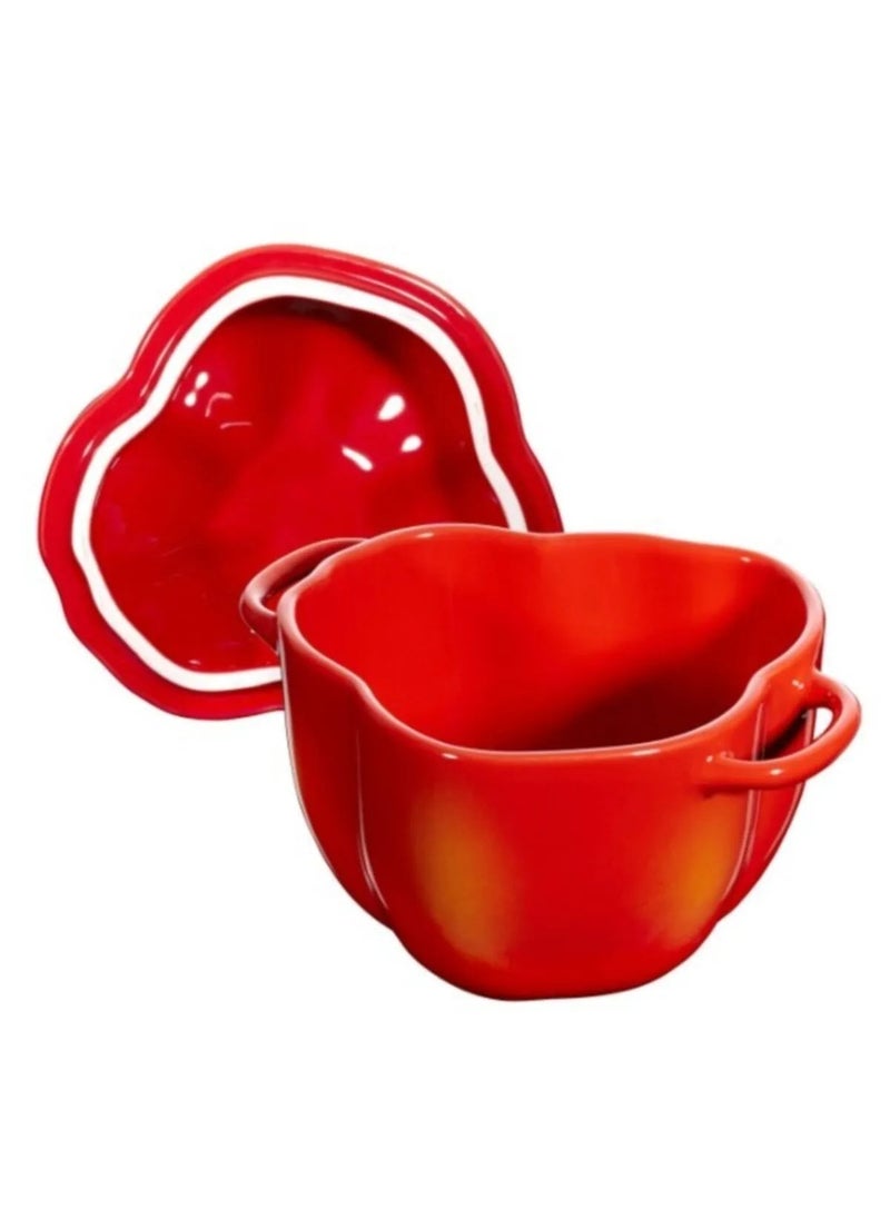 Ceramic Pepper Bowl Red 12 cm – Small Casserole with Non-Stick Coating