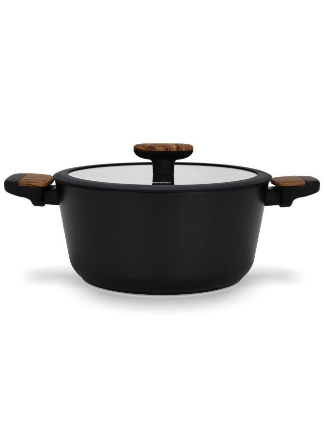 Fissman Stockpot Feorella 24X11.5Cm/4.43 Ltr With Glass Lid With Induction Bottom (Aluminium With Non-Stick Coating)